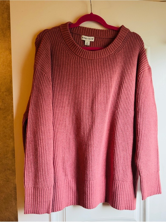 Ava & Viv Sweaters - Dusty Rose Ribbed Crewneck Sweater